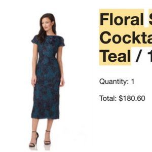 JS Collections Floral soutache short sleeve boat neck midi dress.  Size 10